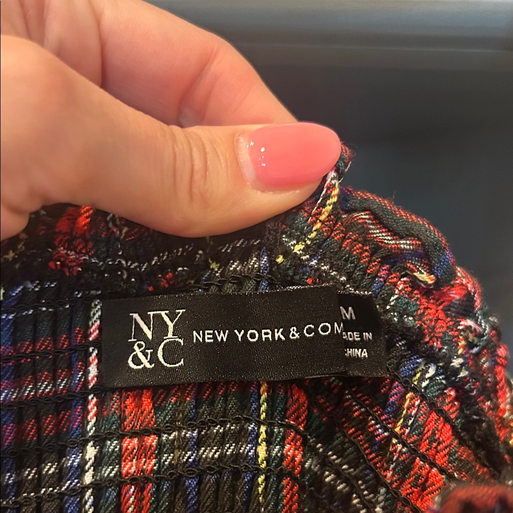 NY&C Plaid Midi Dress with Ruffle Straps and Self Tie Belt - Picture 3 of 4